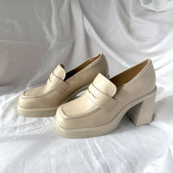 Steve Madden Natalia Faux Leather Square Toe Loafer Heels – Women’s Size 6 - Picture 1 of 4